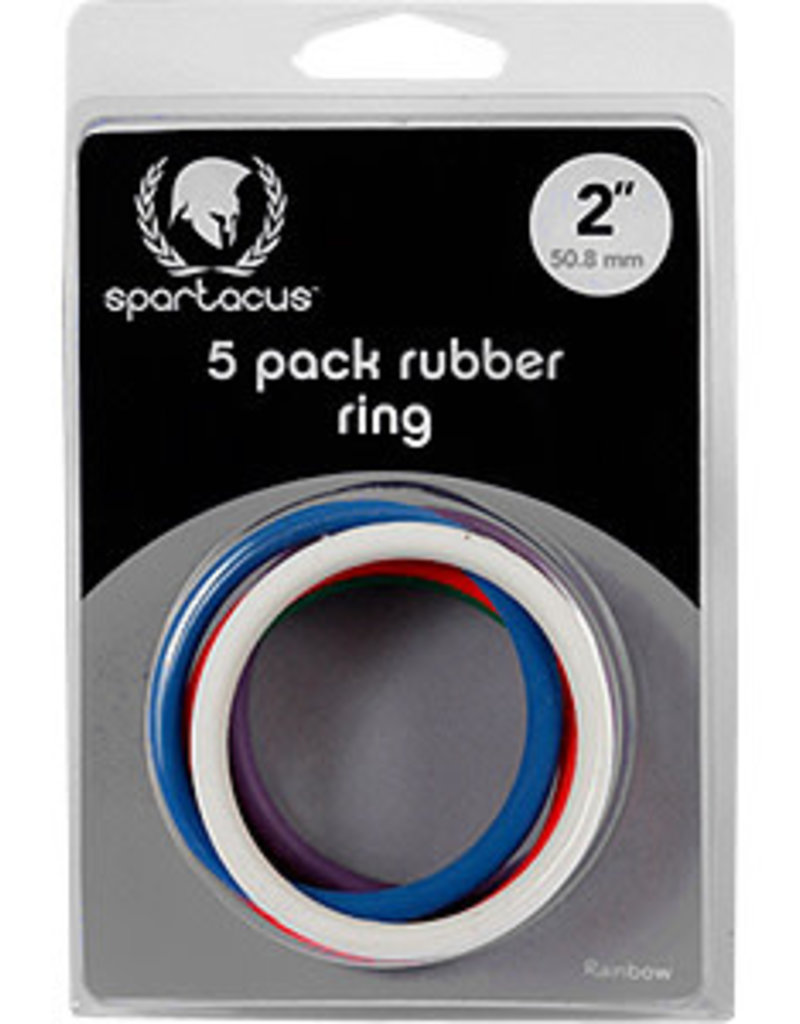 Spartacus Rubber Cock Ring 5 Pack - 2" - Rainbow