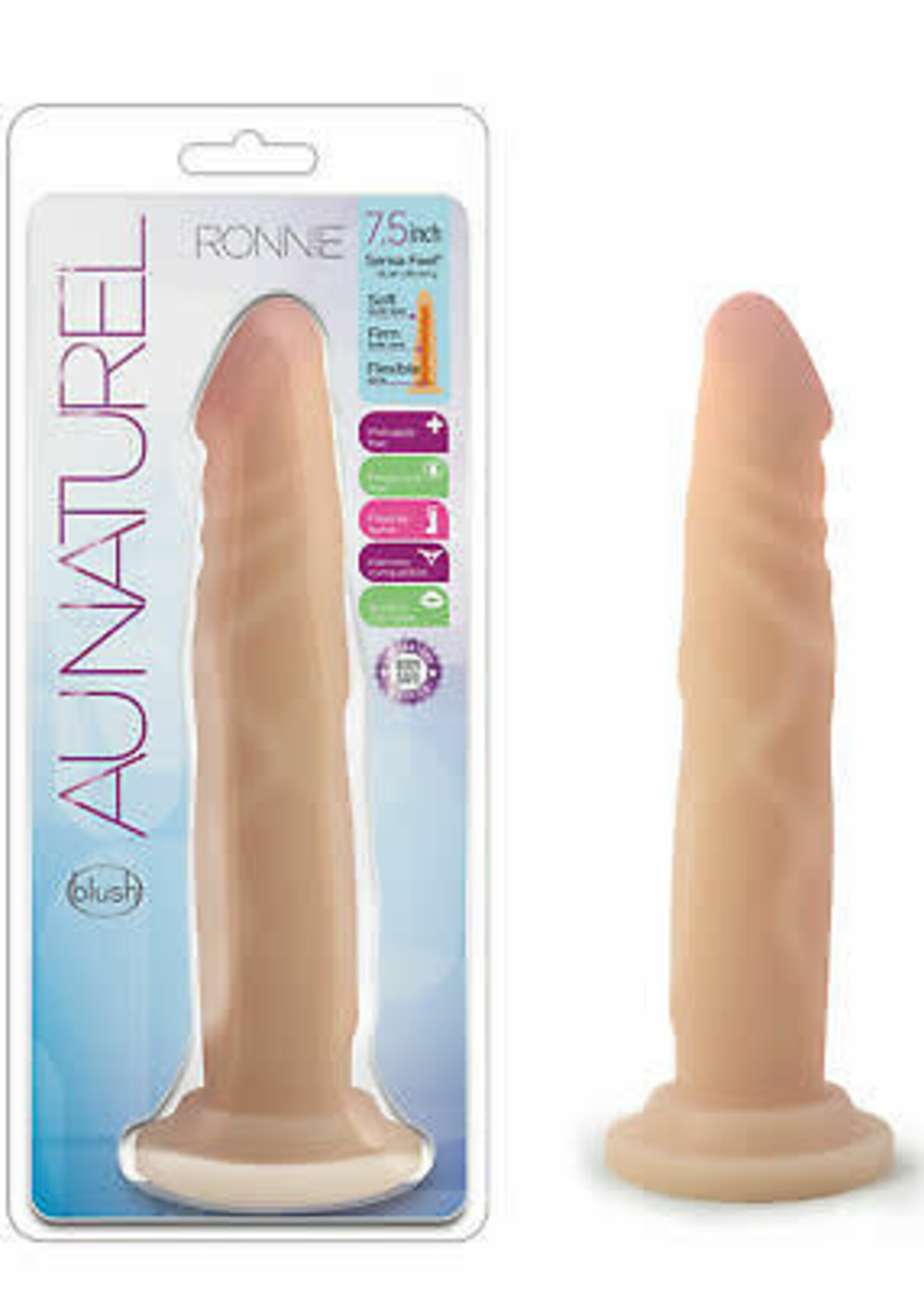 Blush Novelties Au Naturel Ronnie Sensa Feel Dildo With Suction Cup Flesh 7.75 Inches