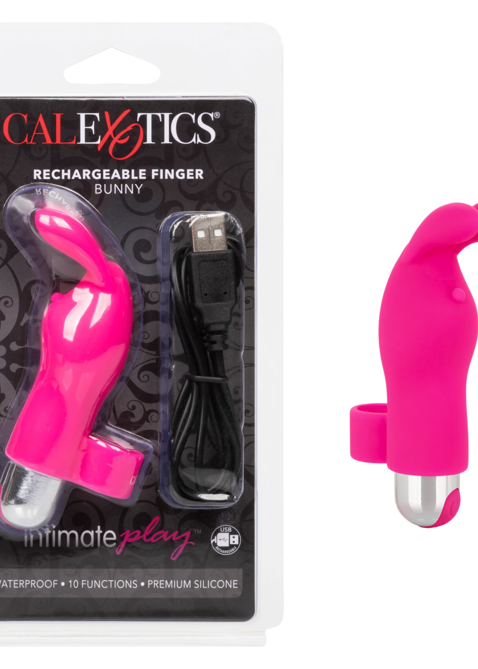Calexotics Intimate Play USB Rechargeable Finger Bunny Silicone Waterproof Pink 3.25
