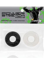 SI Novelties Ignite Power Stretch Donut Cock Ring - Clear/Black Pack of 2