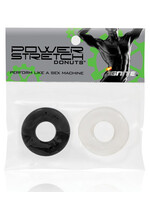 SI Novelties Ignite Power Stretch Donut Cock Ring - Clear/Black Pack of 2