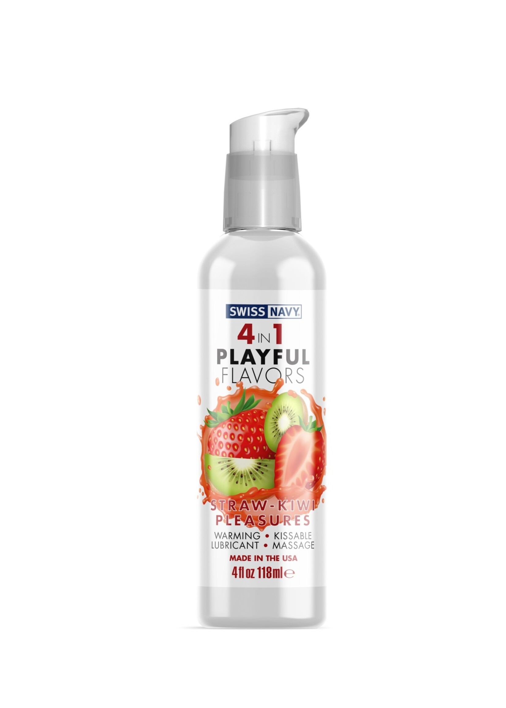 Swiss Navy Swiss Navy 4-in-1 Playful Flavors - Strawberry Kiwi Pleasures - 4 Fl. Oz.