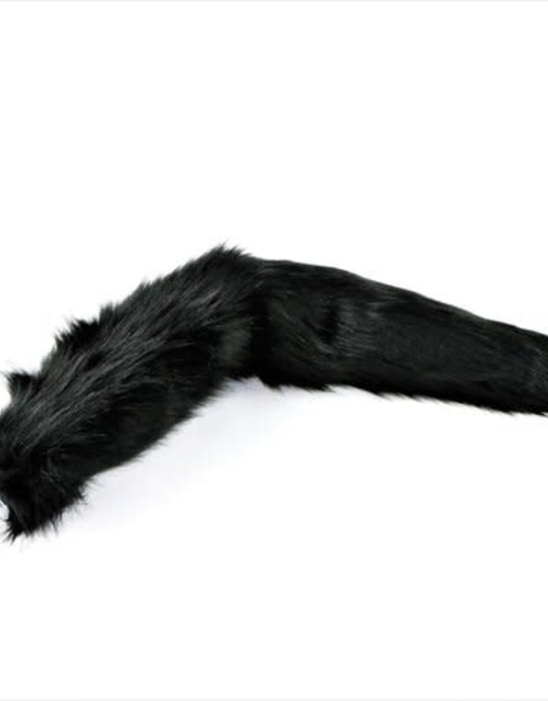 Touch of Fur 15-18" Black Faux Fur Tail on Small Stainless Steel Plug