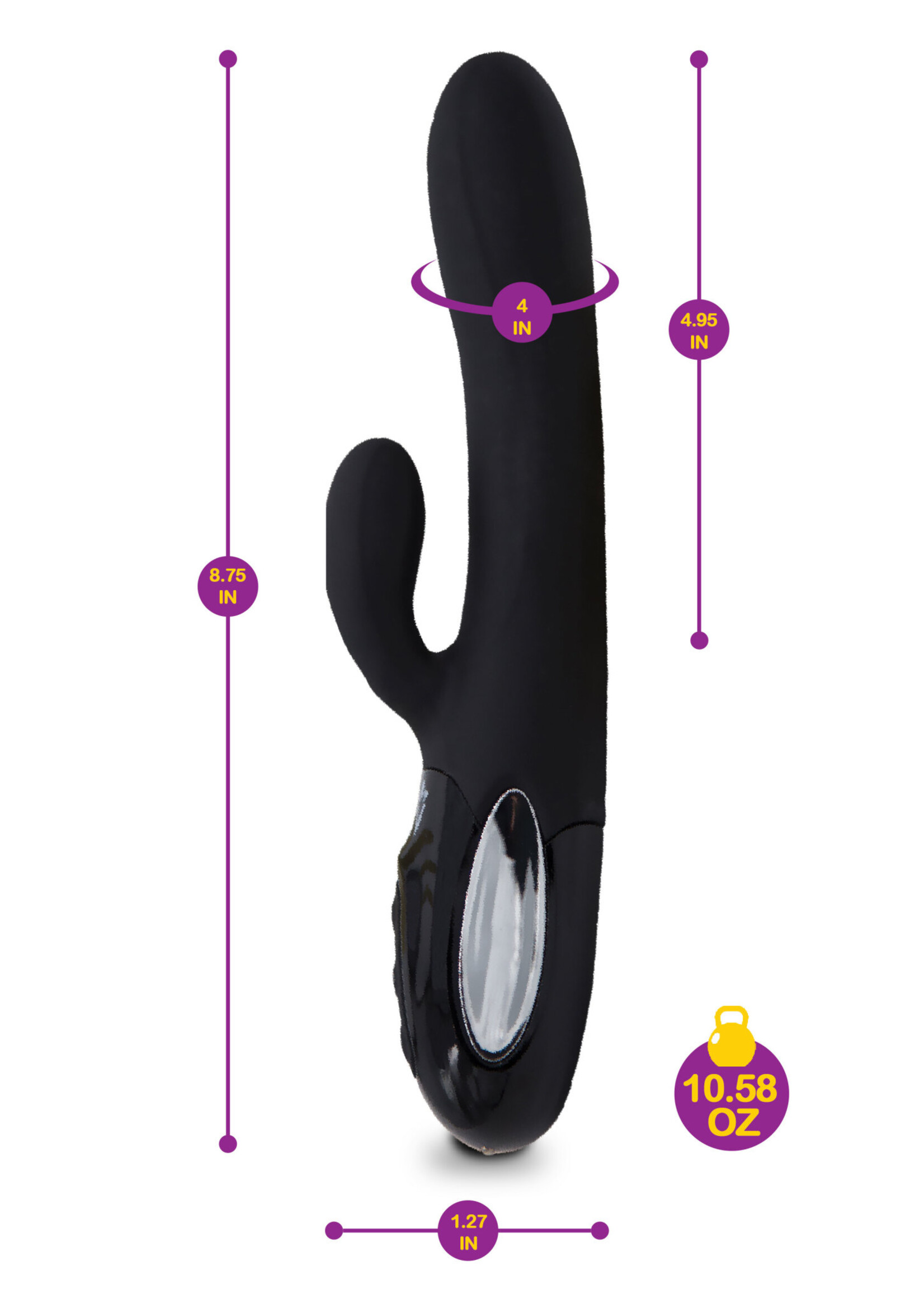Viben Hypnotic - Black - Thrusting Rabbit With Swinging Clitoral Stimulator