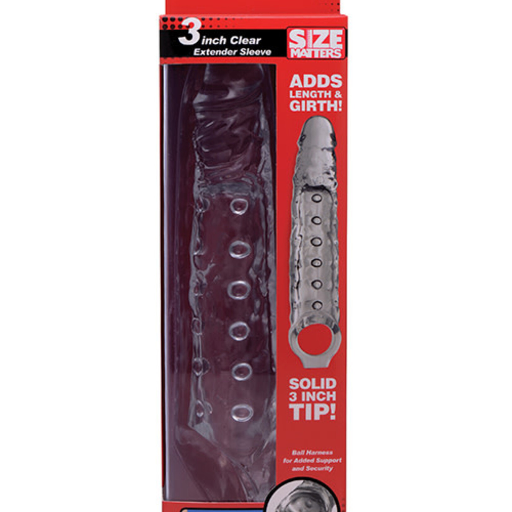 XR Brands Size Matters Size Matters 3 Inch Penis Extender Sleeve Clear 10.75 Inches