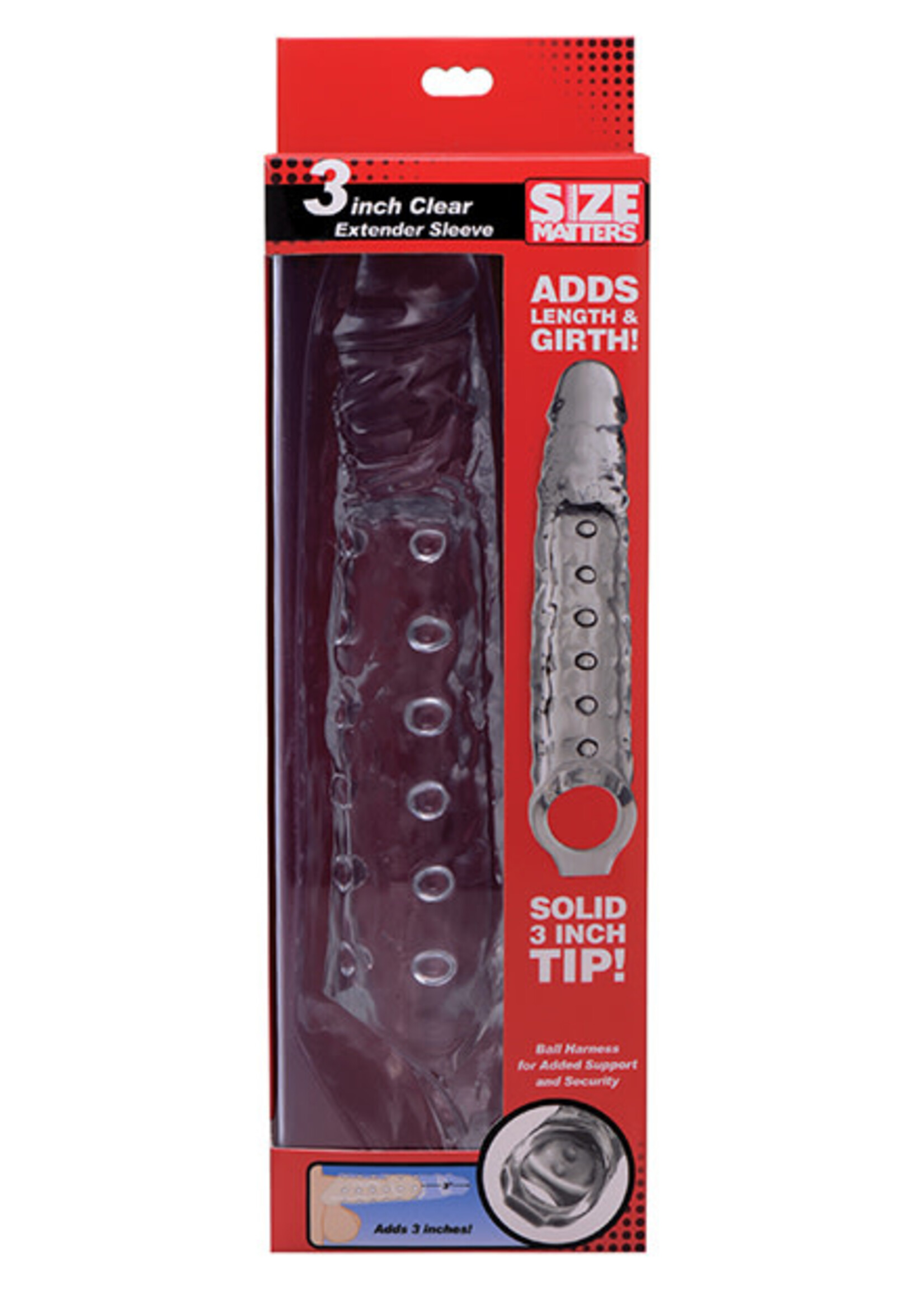 XR Brands Size Matters Size Matters 3 Inch Penis Extender Sleeve Clear 10.75 Inches