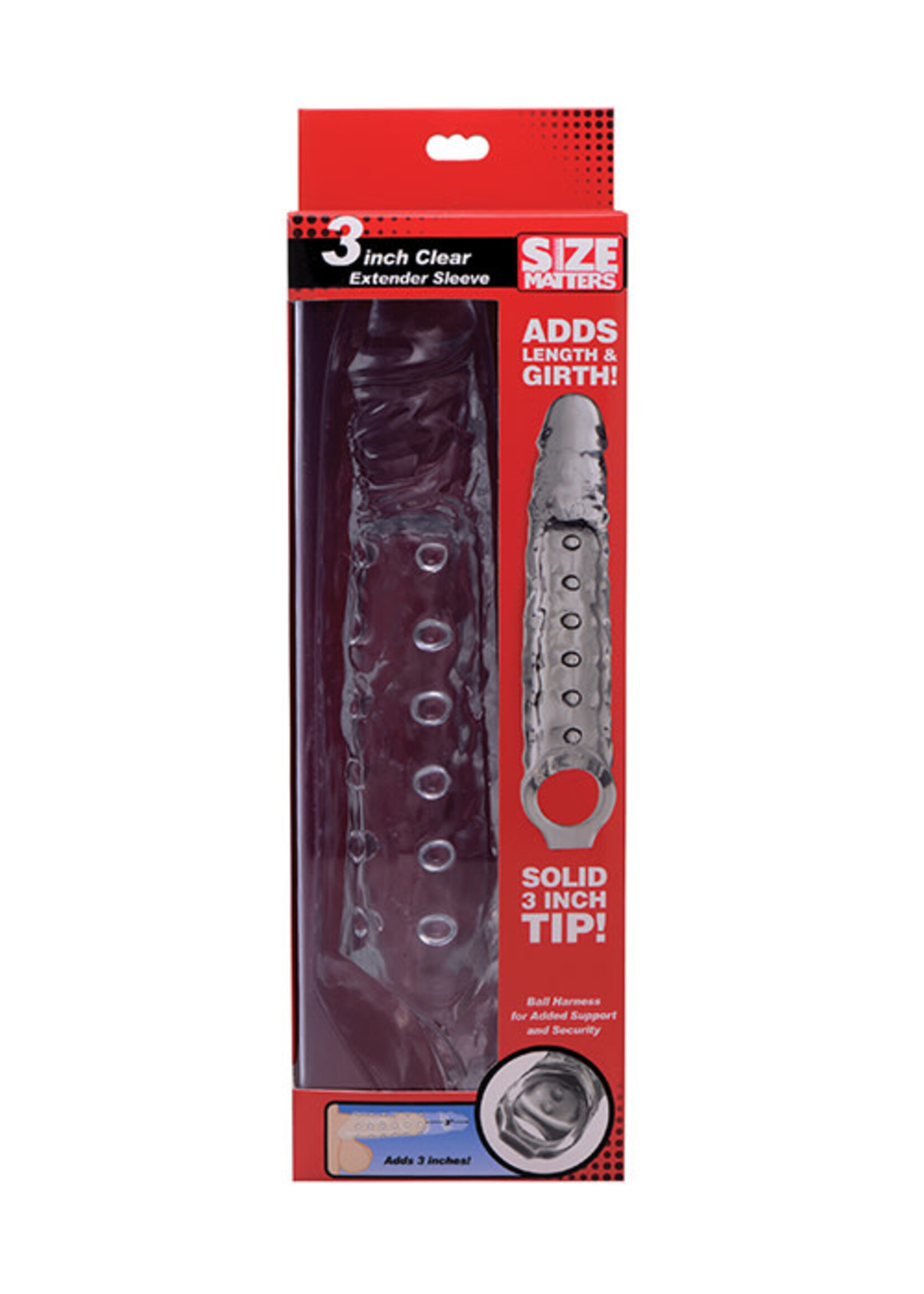 XR Brands Size Matters Size Matters 3 Inch Penis Extender Sleeve Clear 10.75 Inches
