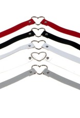 Touch of Fur Adjustable Soft Leather Heart Collar - White