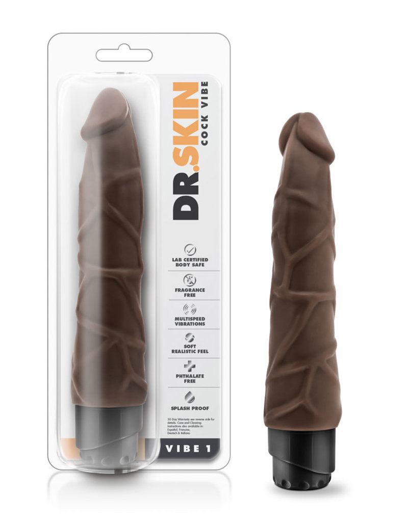 Blush Novelties Dr. Skin - Cock Vibe 1 - 9 Inch Vibrating Cock - Chocolate