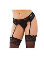 Dreamgirl Stretch Lace Garter Belt w/Scalloped Hem Black O/S