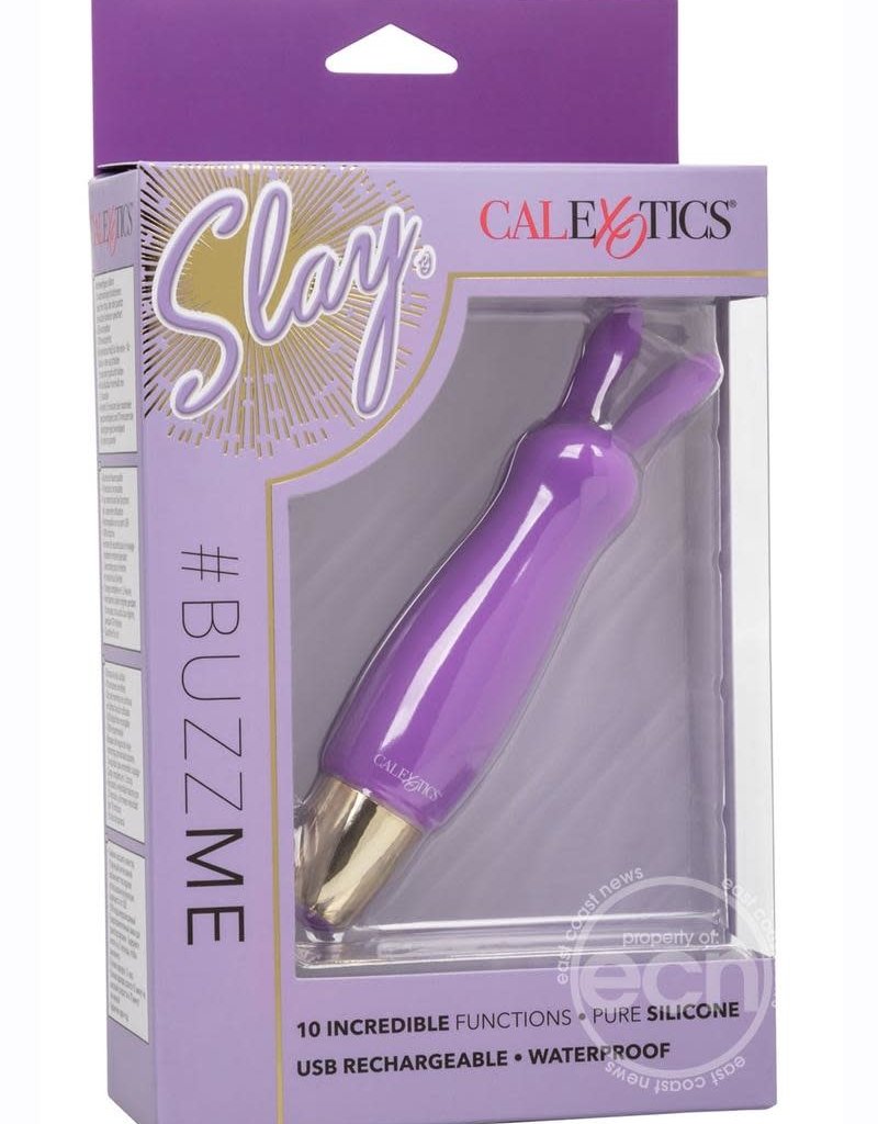 Calexotics Slay #BuzzMe Rechargeable Silicone Rabbit Ears Bullet Vibrator - Purple