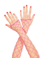 Music Legs Big diamond net fingerless arm warmers - Hot Pink - OS