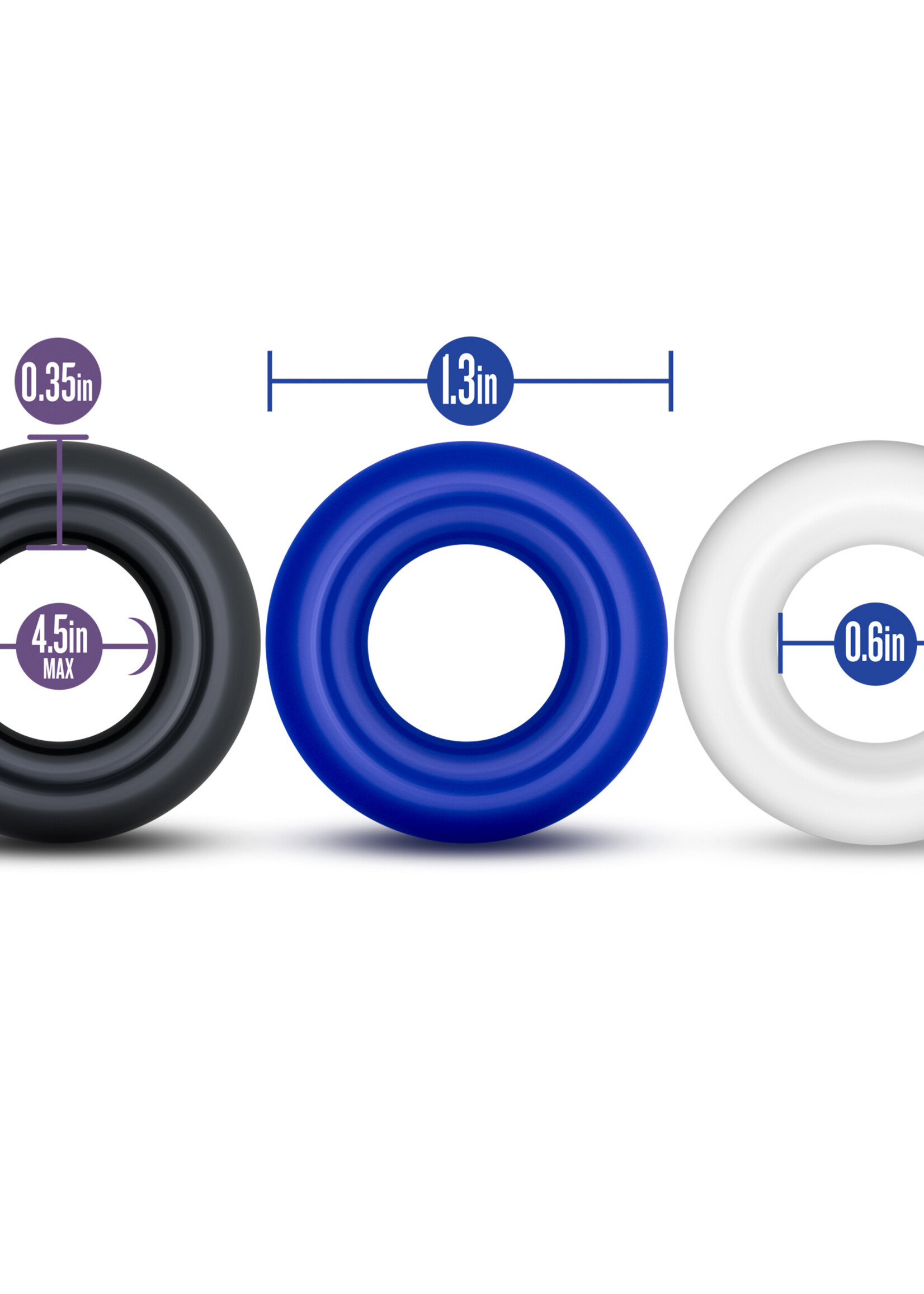 Blush Novelties Stay Hard Donut Rings - 3 Pack