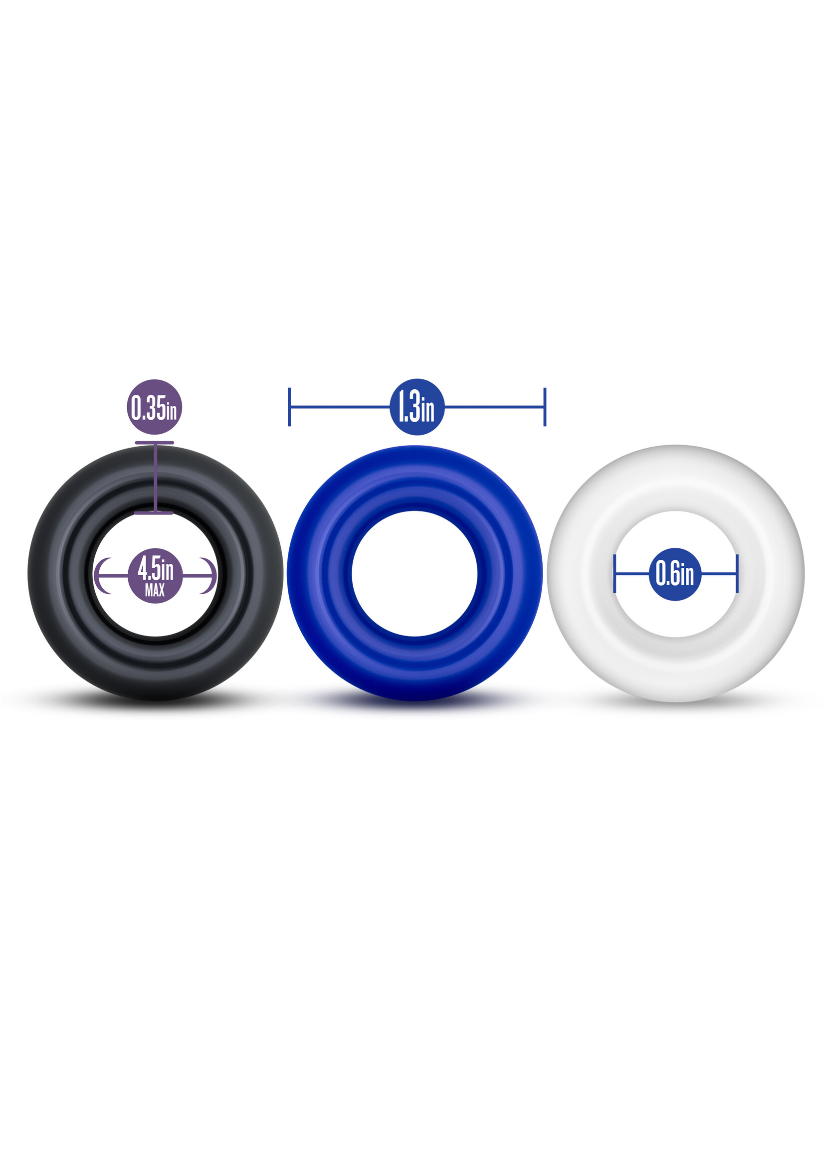 Blush Novelties Stay Hard Donut Rings - 3 Pack