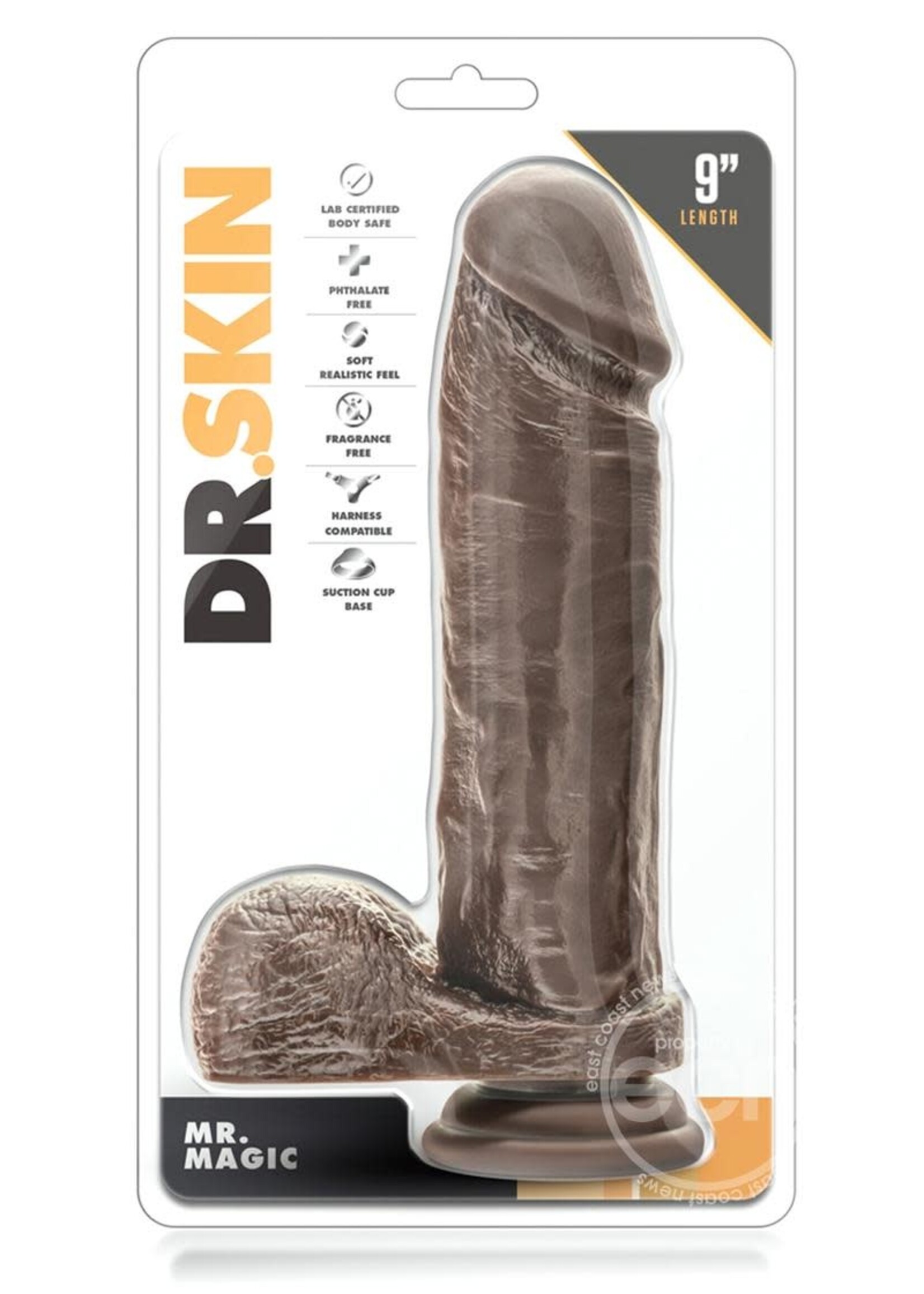 Blush Novelties Dr. Skin - Mr. Magic - 9 Inch Dildo - Chocolate