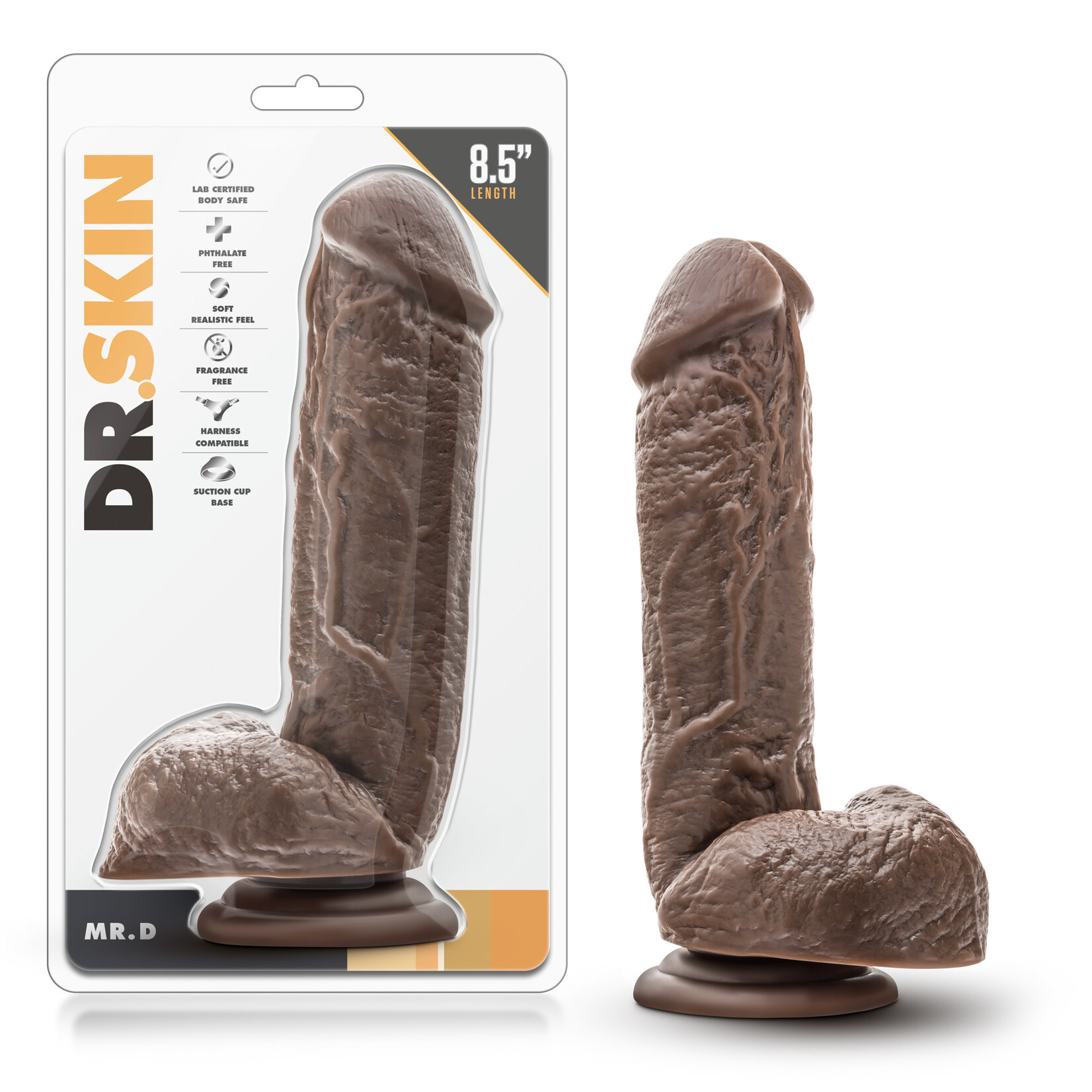 Blush Novelties Dr. Skin - Mr. D - 8.5 Inch Dildo - Chocolate