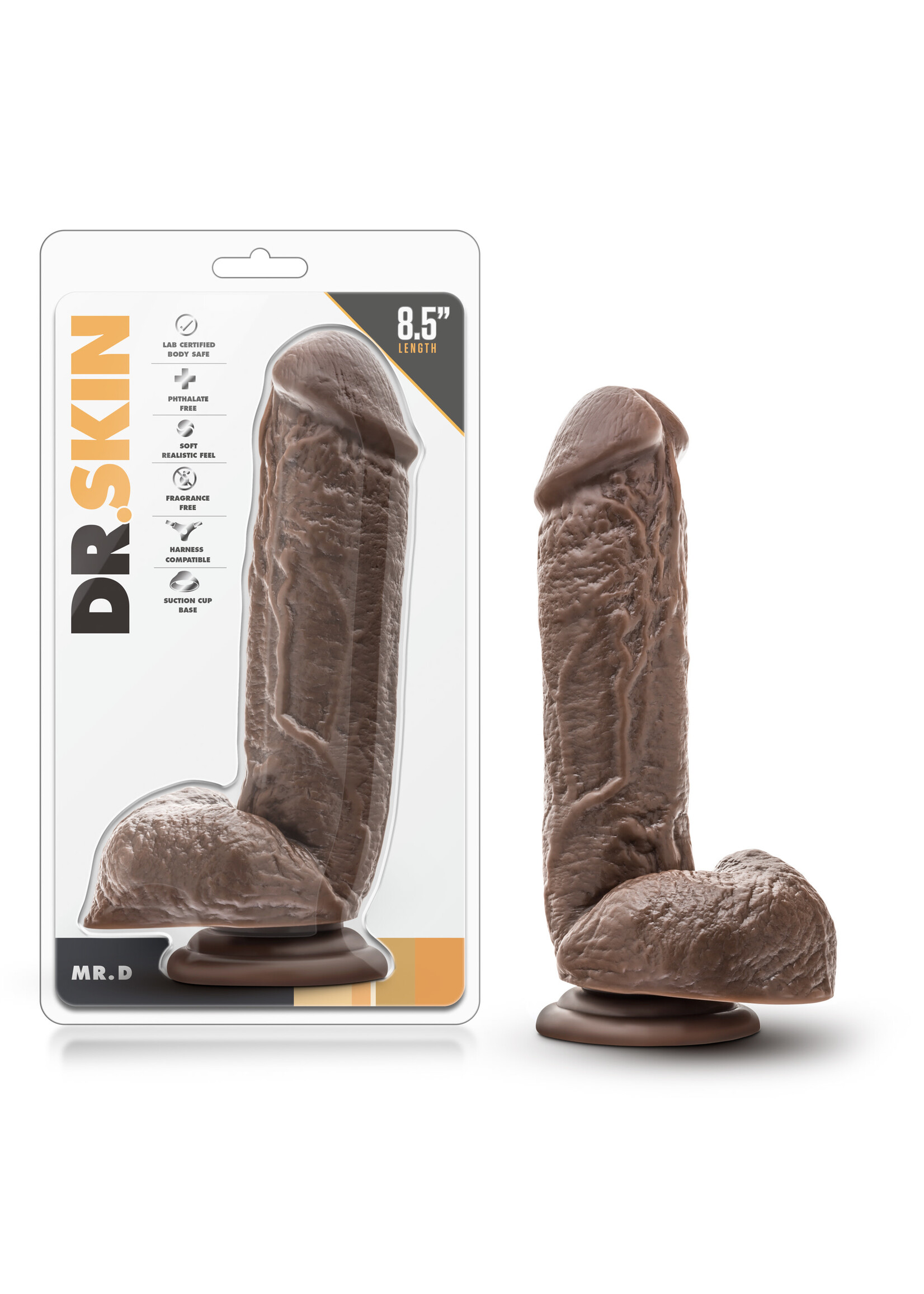 Blush Novelties Dr. Skin - Mr. D - 8.5 Inch Dildo - Chocolate