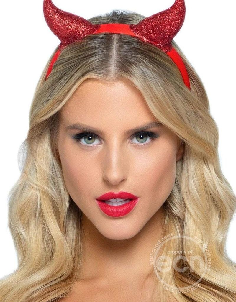 Leg Avenue Leg Avenue Latex Glitter Devil Horn Headband - O/S - Red