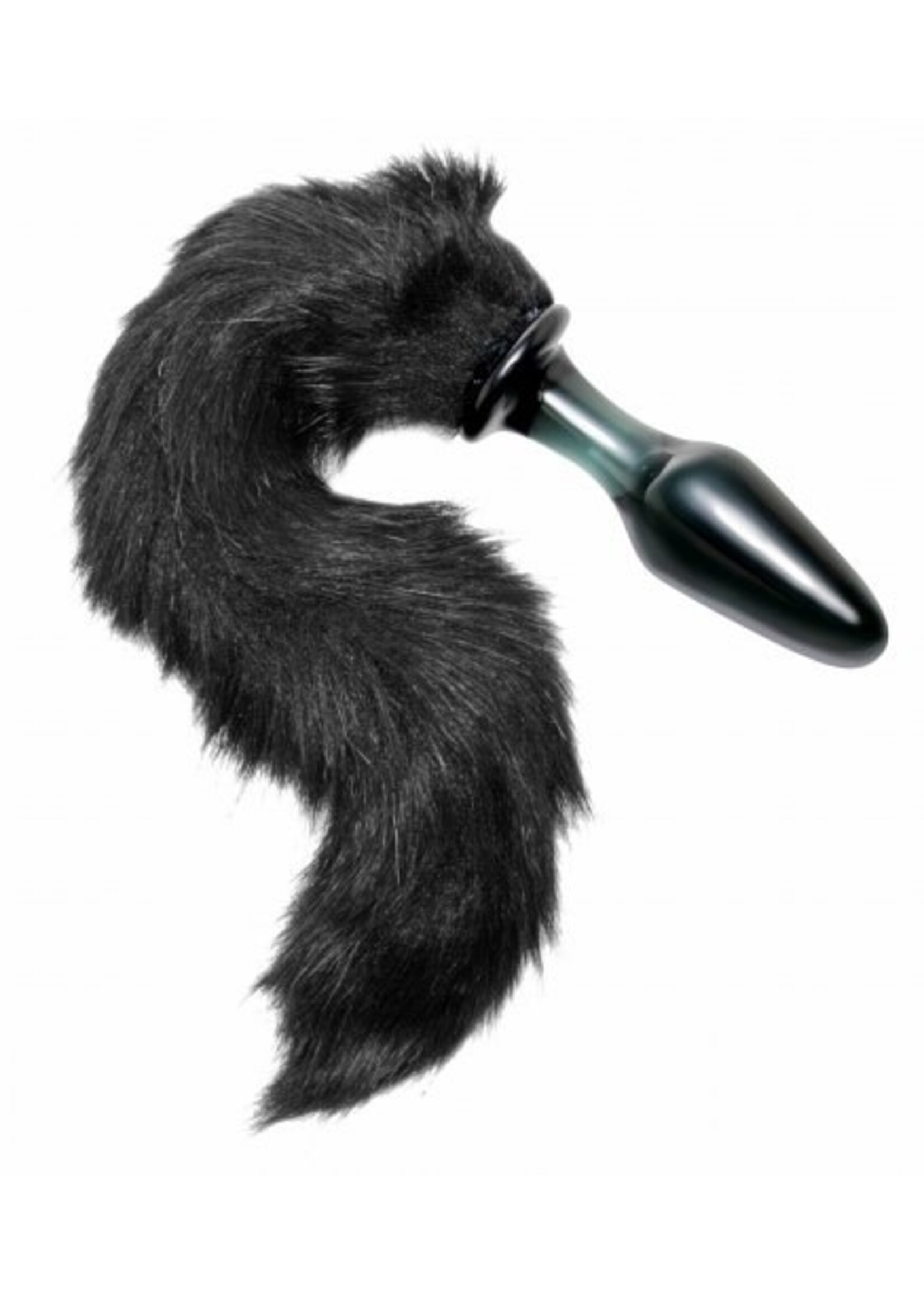 XR Brands Tailz Midnight Fox Glass Plug With Tail