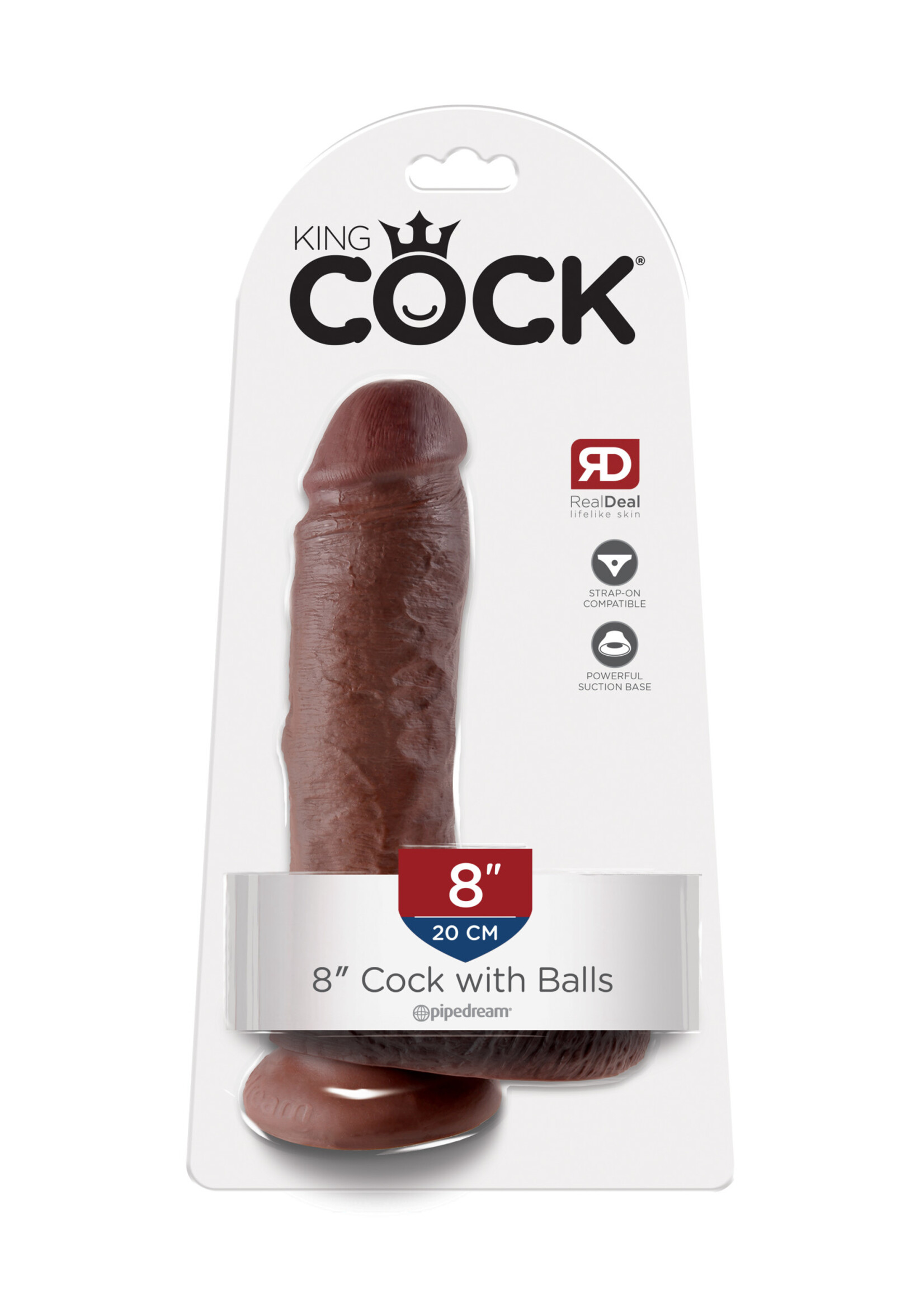 Pipedream King Cock 8-Inch Cock With Balls - Brown