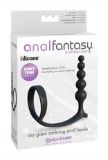 Pipedream Anal Fantasy Collection Ass-Gasm Silicone Cockring Anal Beads - Black