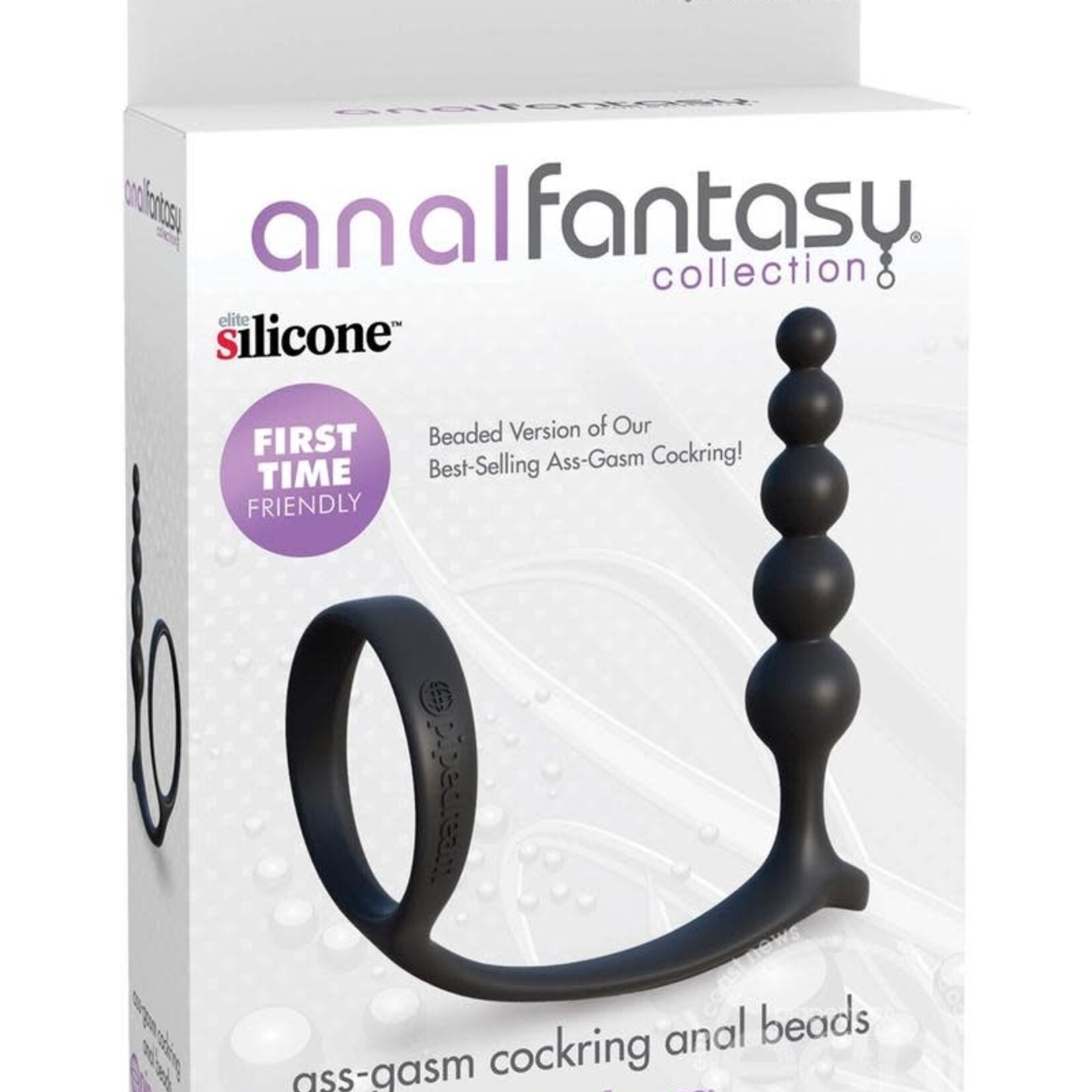 Pipedream Anal Fantasy Collection Ass-Gasm Silicone Cockring Anal Beads - Black
