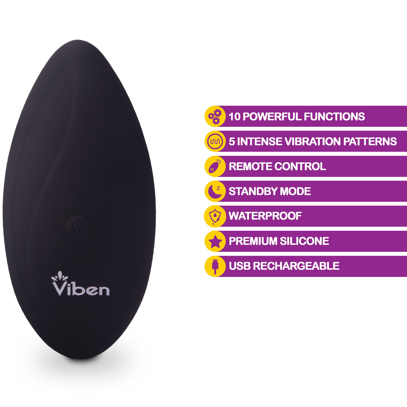 Viben Racy Remote Control 10 Function Panty Vibe - Black