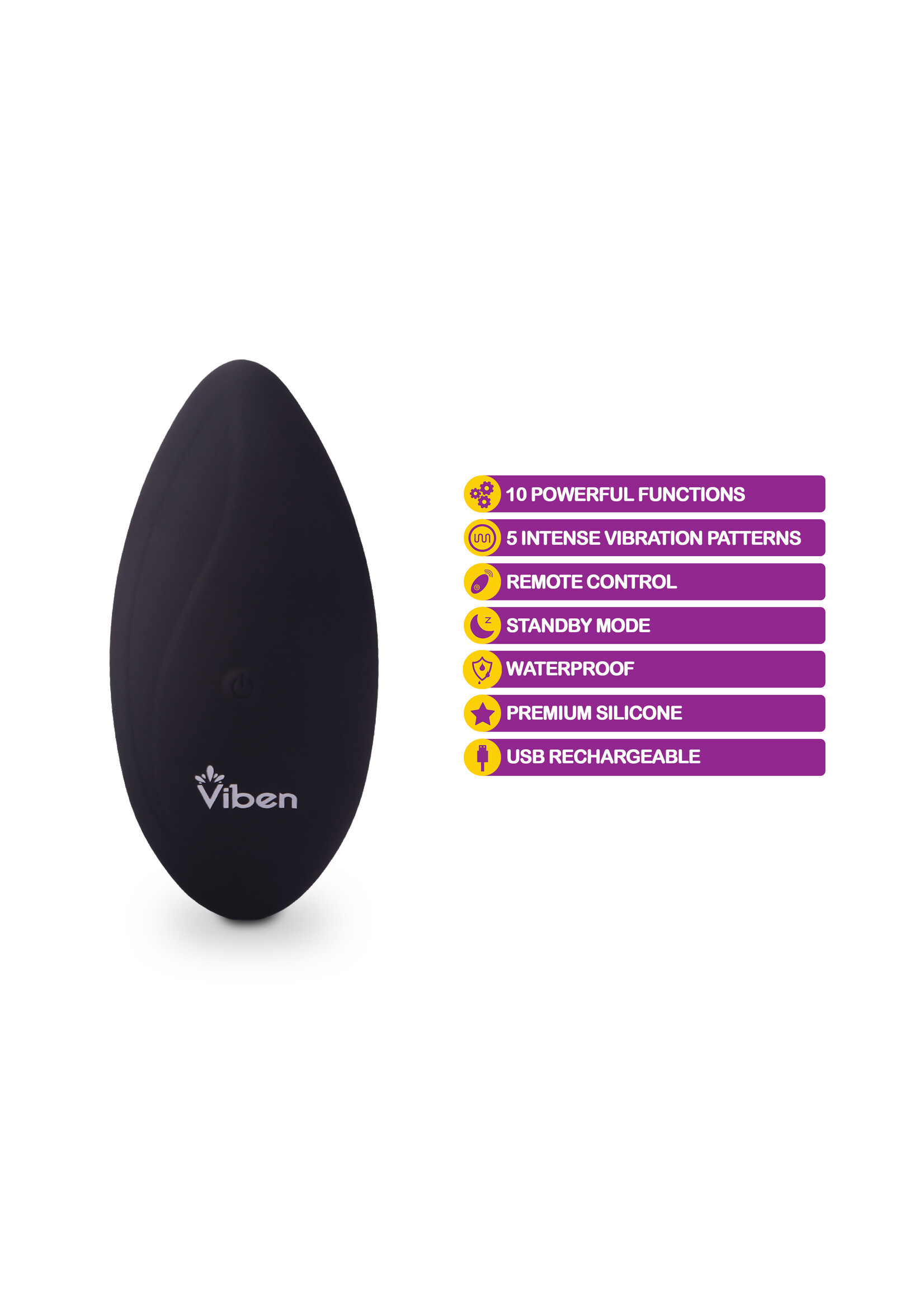 Viben Racy Remote Control 10 Function Panty Vibe - Black