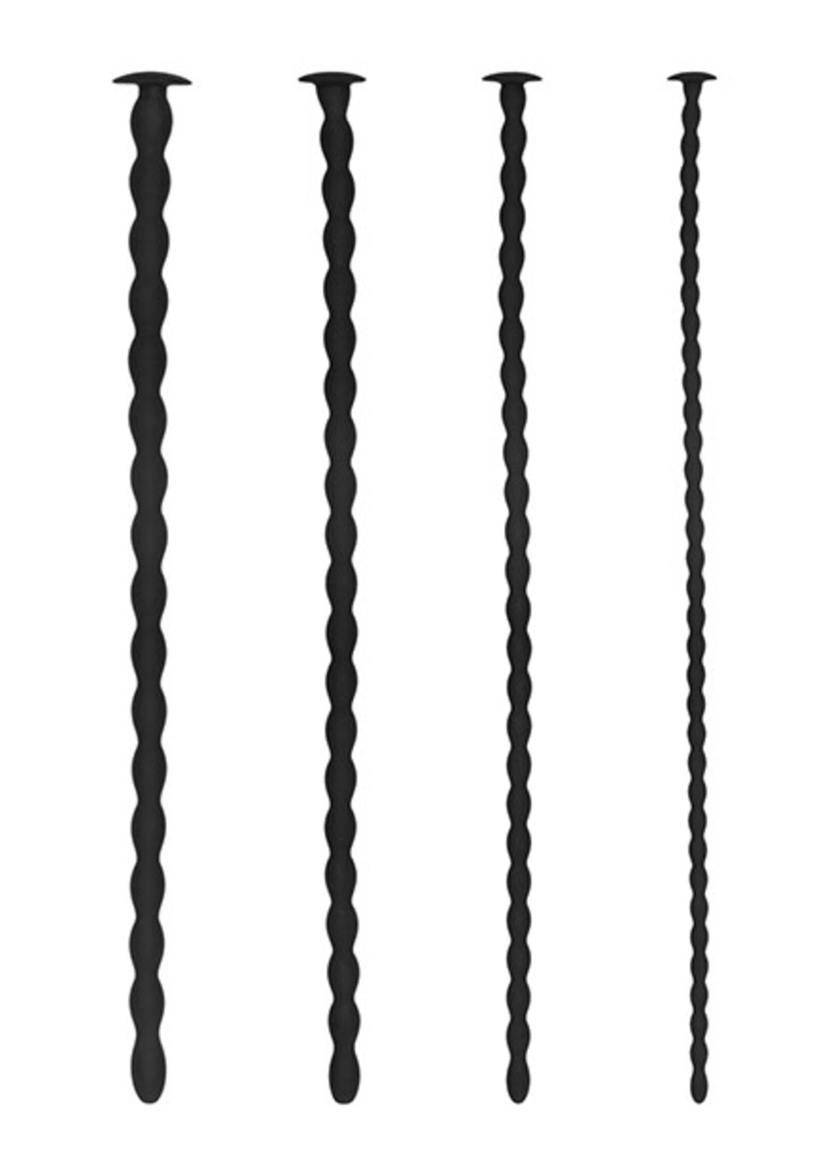 Shots Ouch! Shots Ouch Advanced Urethral Sounding Silicone Spiral Plug Set - Black