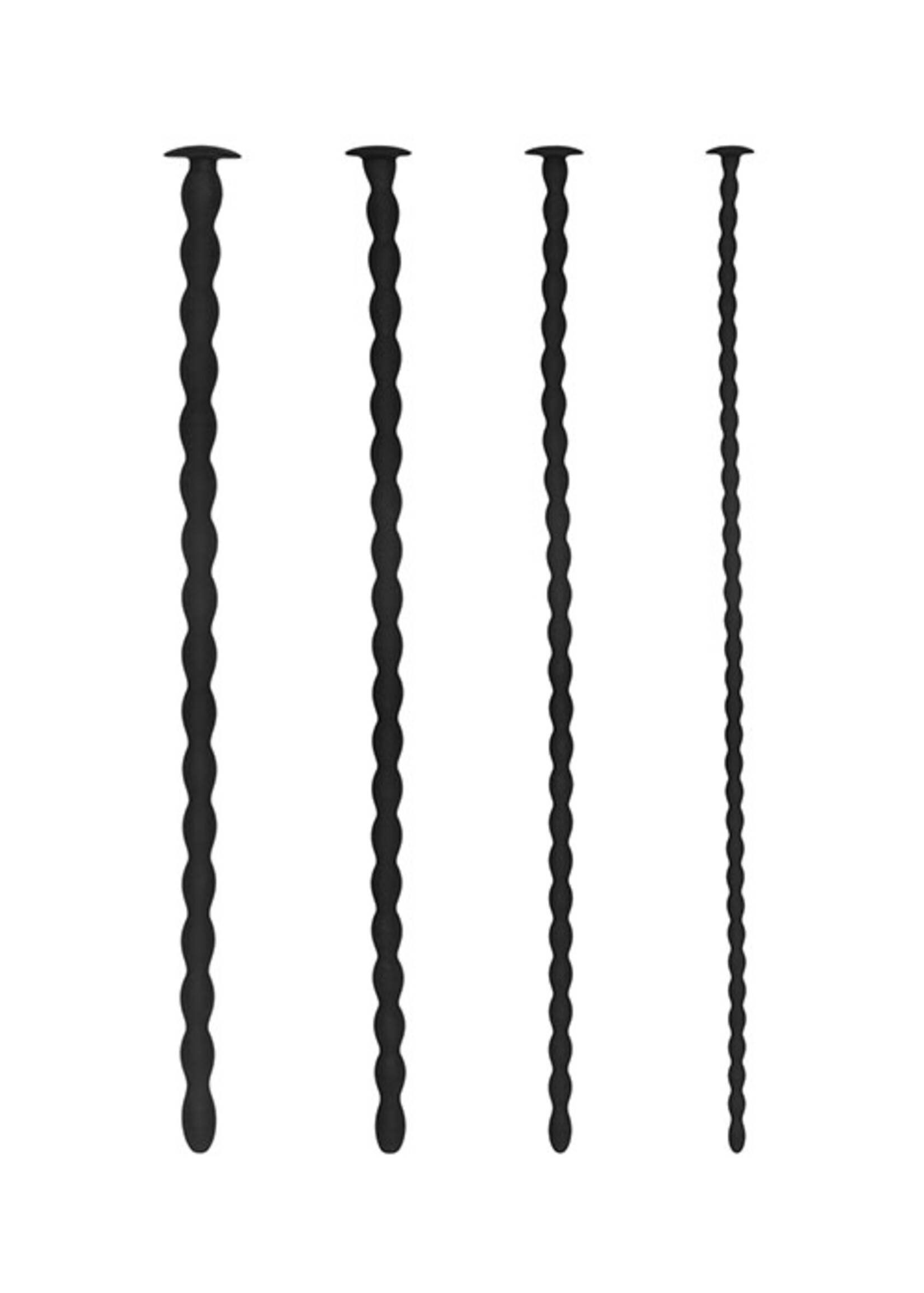 Shots Ouch! Shots Ouch Advanced Urethral Sounding Silicone Spiral Plug Set - Black