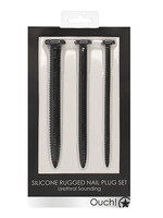 Shots Ouch! Shots Ouch Urethral Sounding Silicone Screw Plug Set - Black