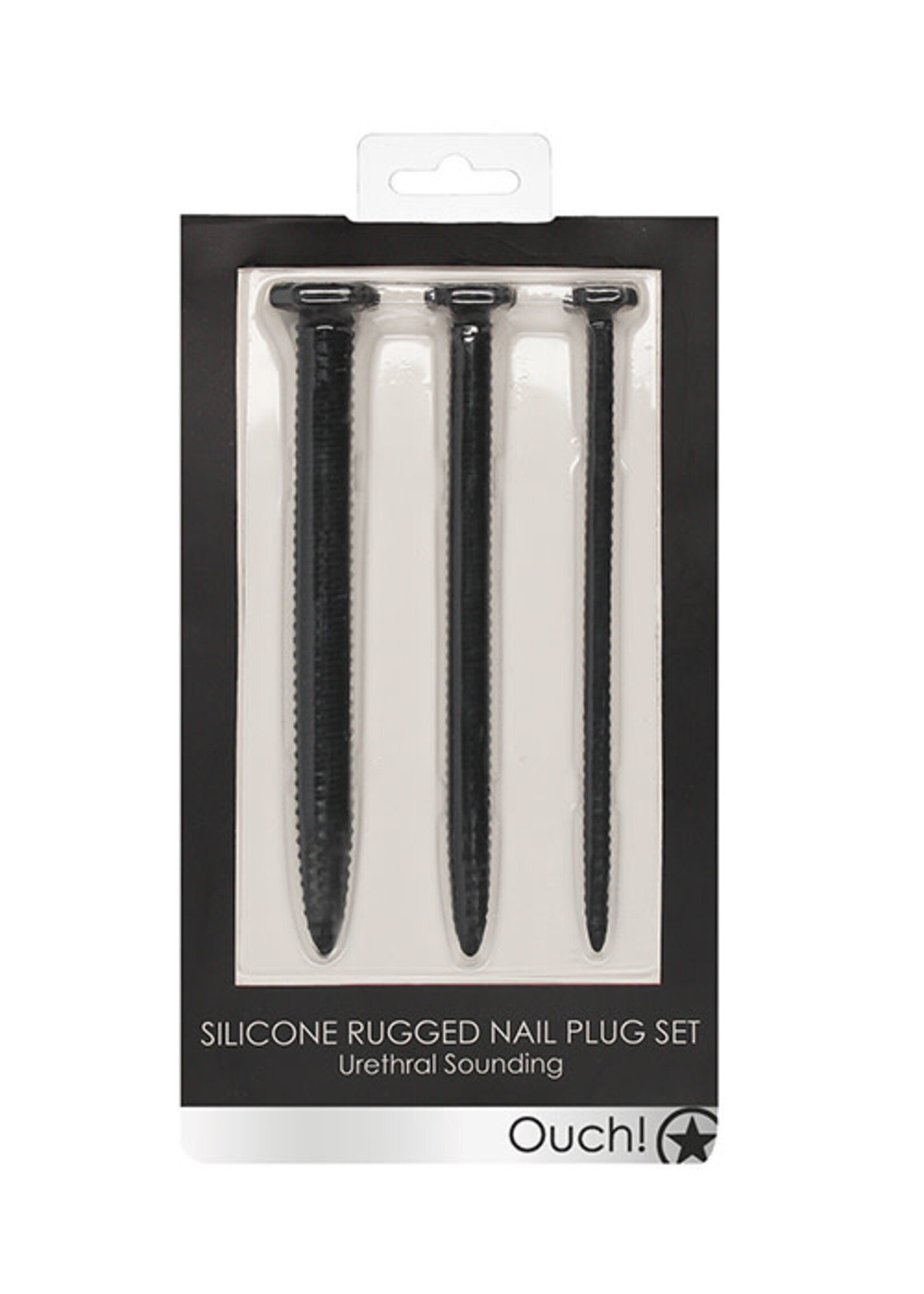 Shots Ouch! Shots Ouch Urethral Sounding Silicone Screw Plug Set - Black