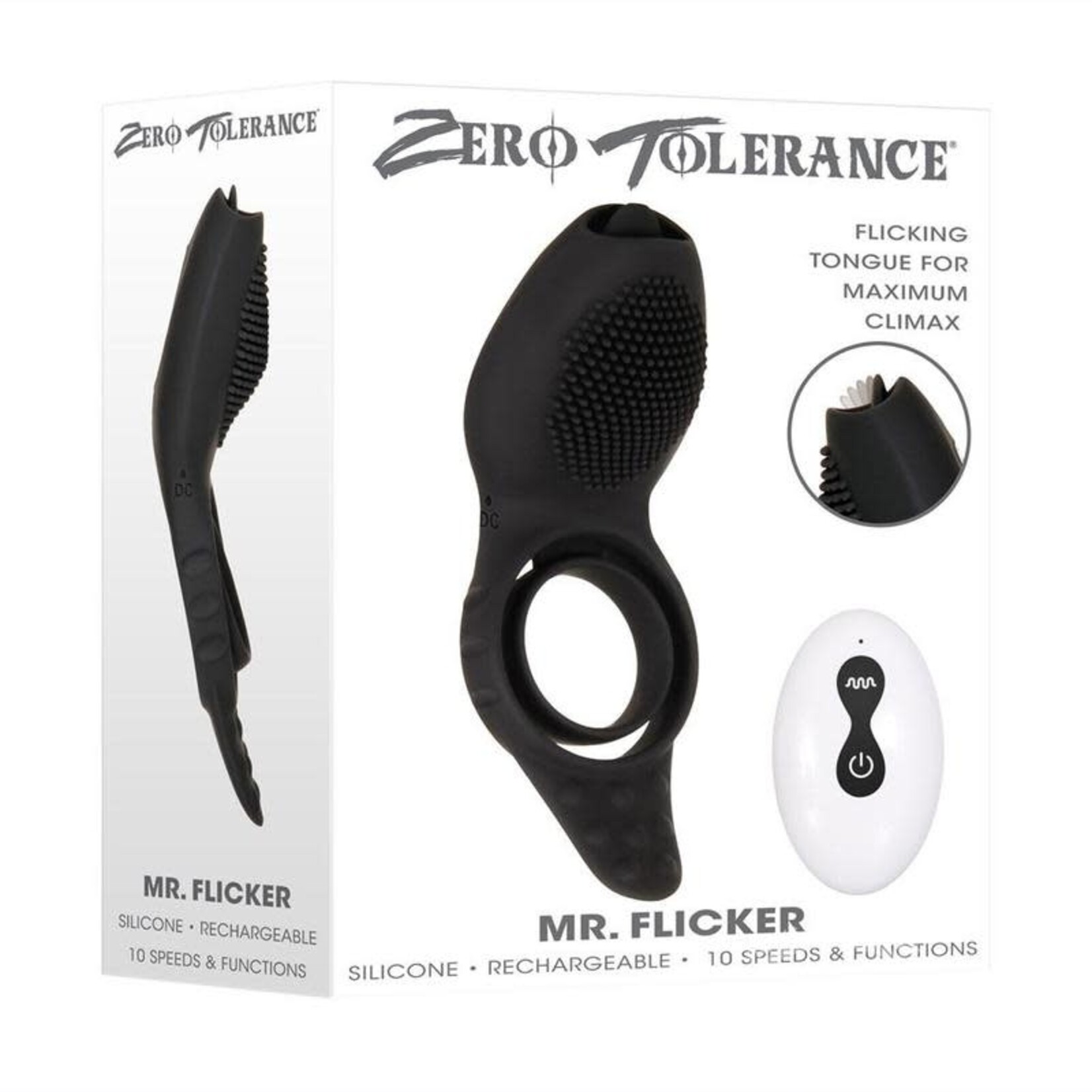 Zero Tolerance Mr. Flicker Rechargeable Silicone Cock Ring - Black