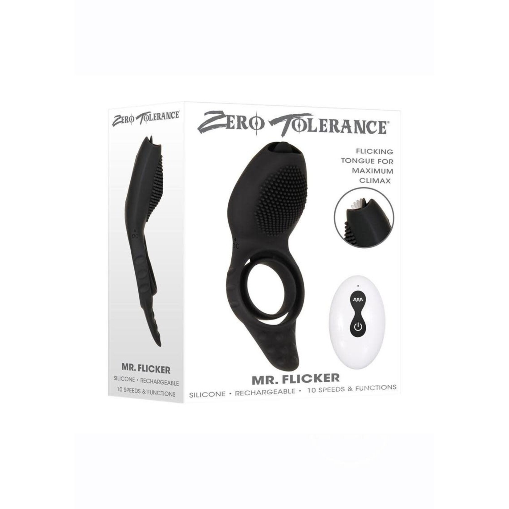 Zero Tolerance Mr. Flicker Rechargeable Silicone Cock Ring - Black