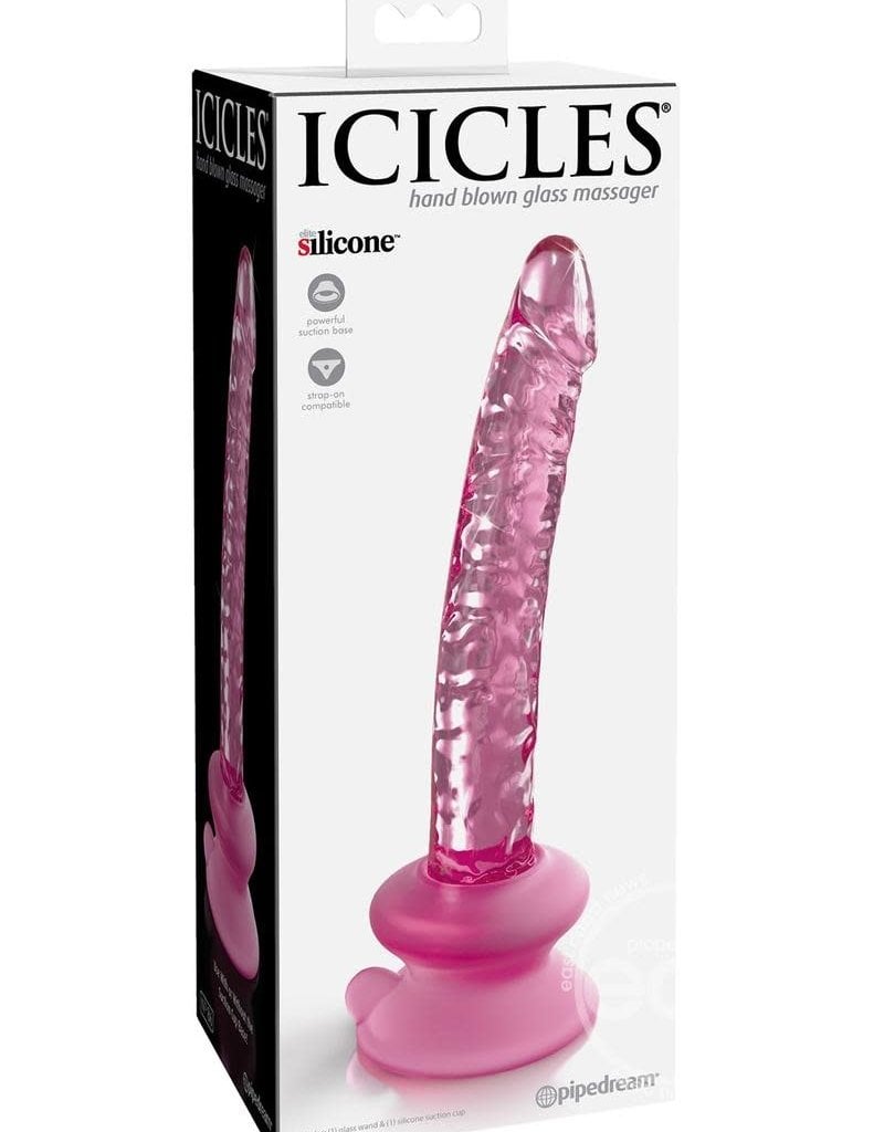 Pipedream Icicles No. 86 Glass Wand with Bendable Silicone Suction Cup - Pink