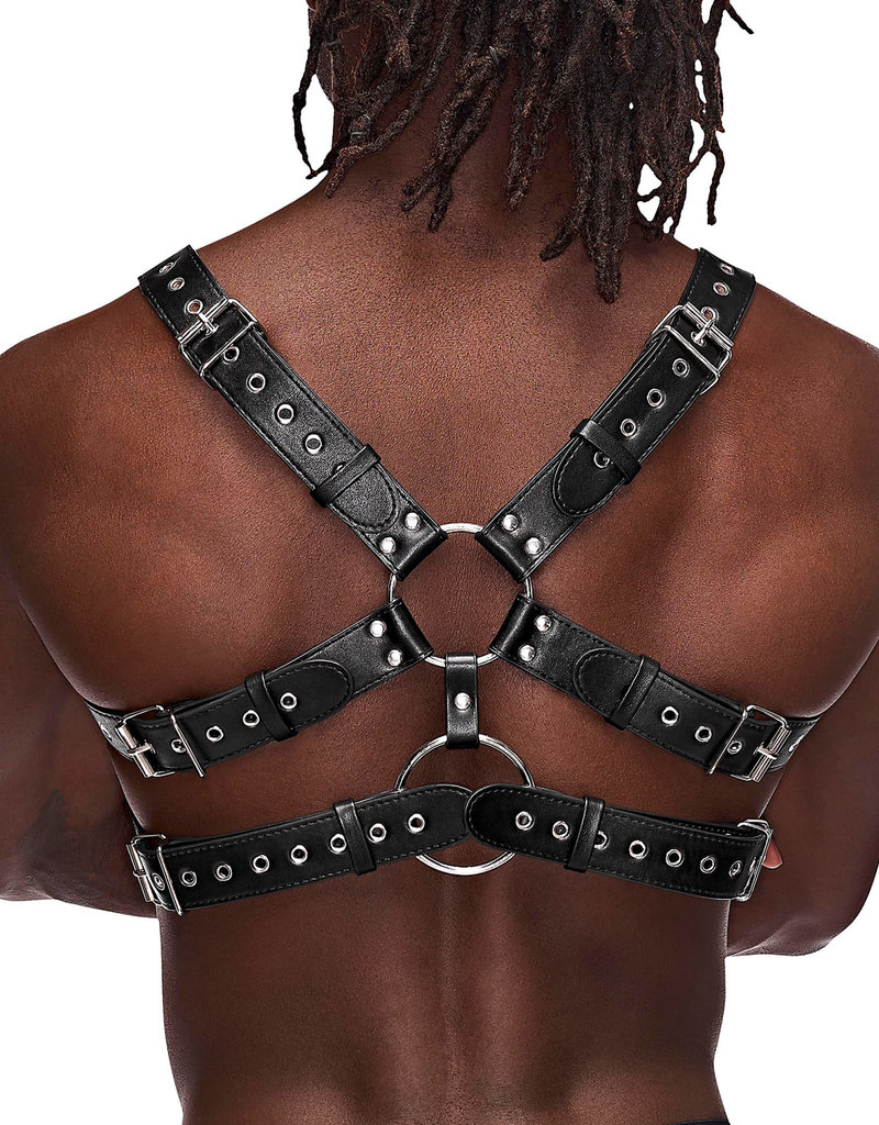 Male Power Gemini Leather Harness - One Size - Black
