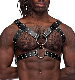 Male Power Gemini Leather Harness - One Size - Black