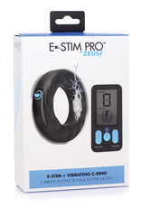 XR Brands Zeus Electrosex Zeus Electrosex E-Stim Pro Silicone Vibrating Cock Ring w/Remote - Black