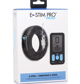 XR Brands Zeus Electrosex Zeus Electrosex E-Stim Pro Silicone Vibrating Cock Ring w/Remote - Black