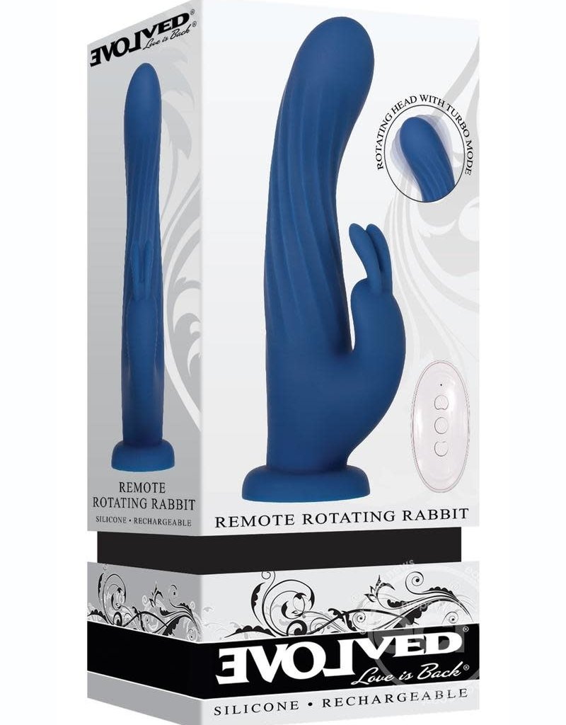 Evolved Novelties Remote Rotating Silicone Rechargeable Rabbit - Blue