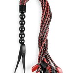 Sportsheets Saffron Braided Flogger - Black/Red