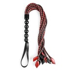 Sportsheets Saffron Braided Flogger - Black/Red