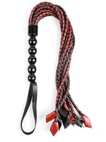 Sportsheets Saffron Braided Flogger - Black/Red