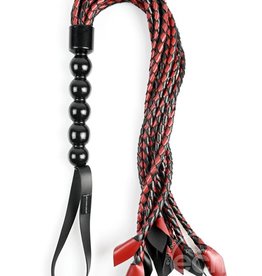 Sportsheets Saffron Braided Flogger - Black/Red