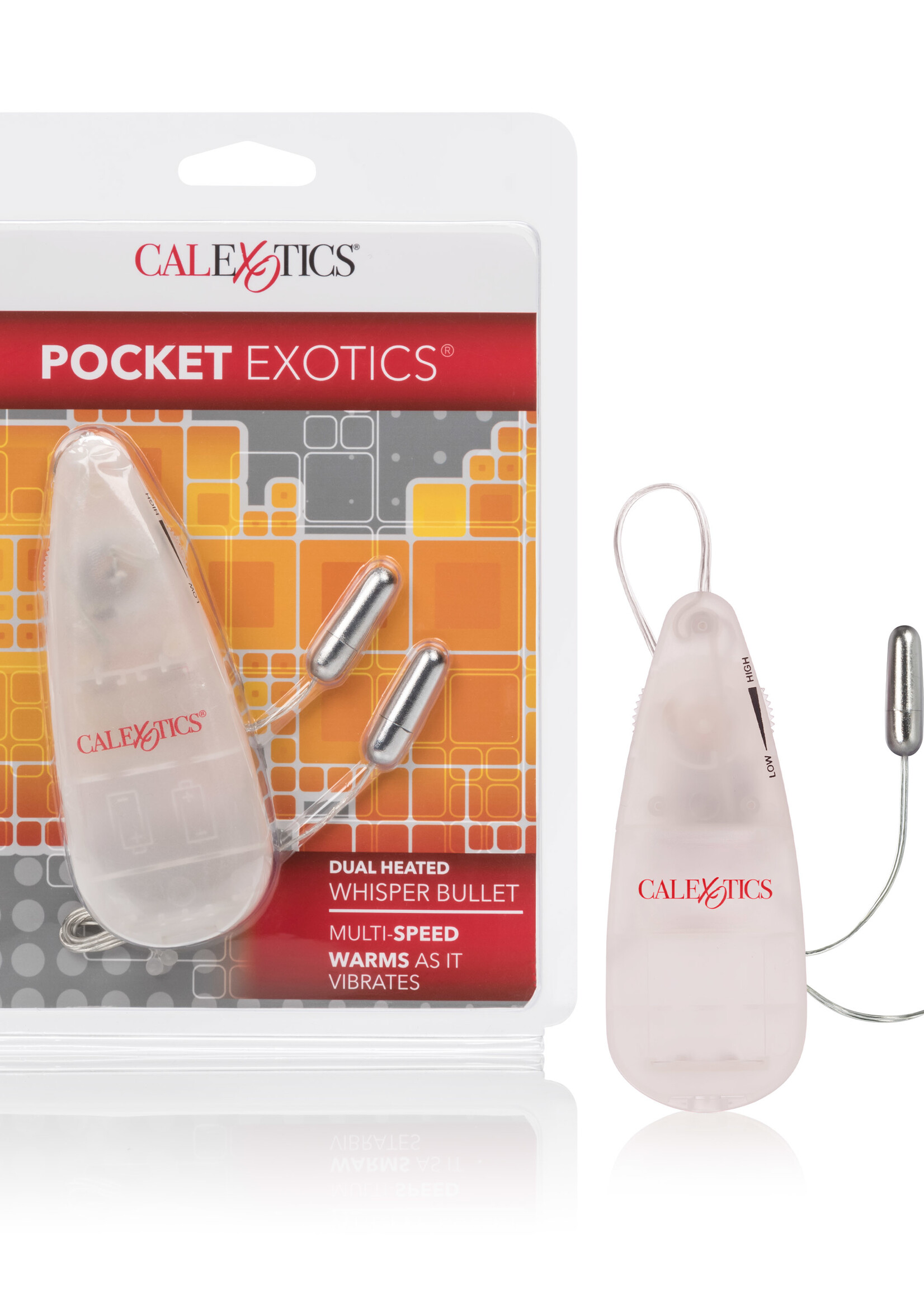 California Exotic Novelties Pocket Exotics Dual Heated Whisper Bullets - Clear