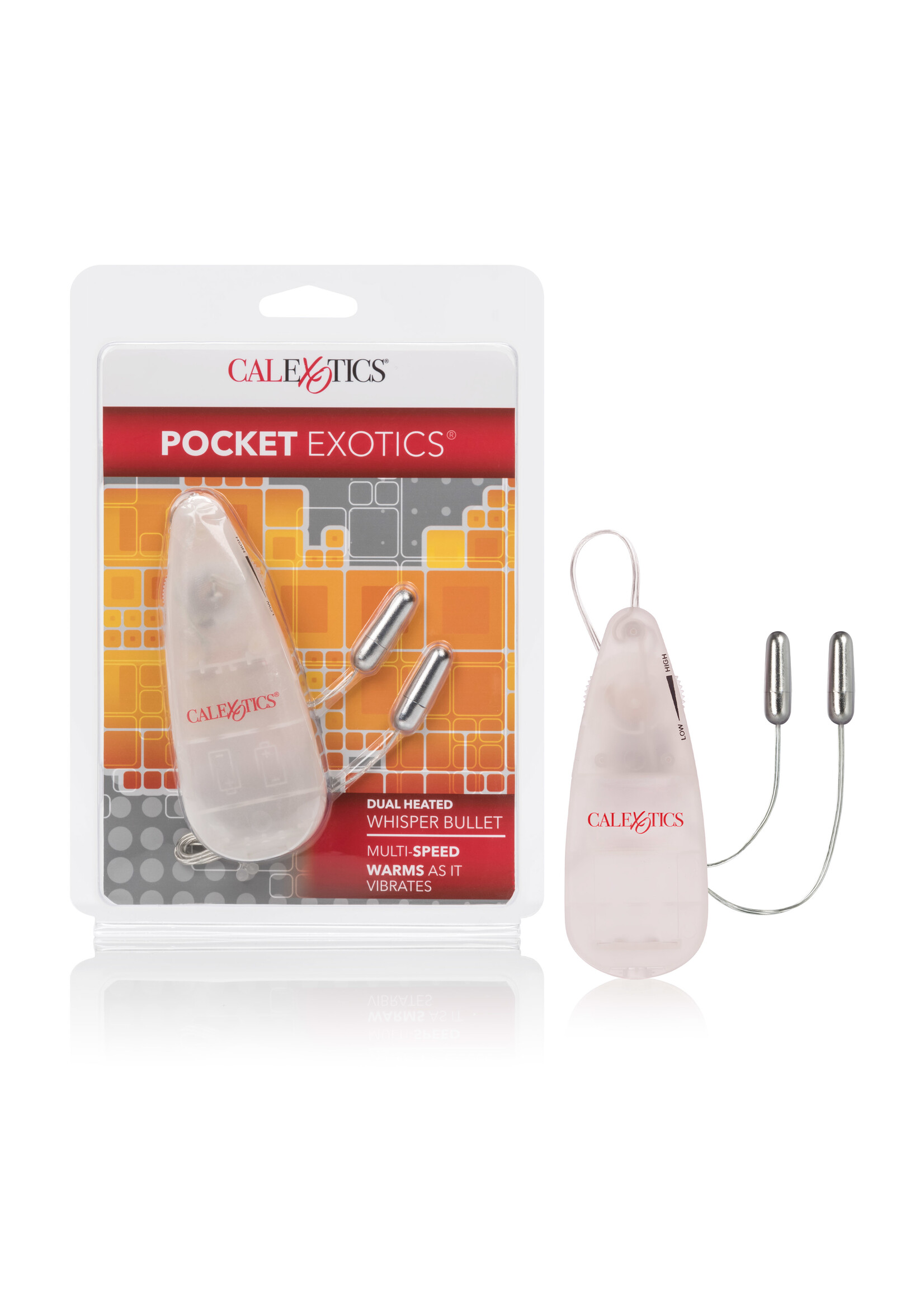 California Exotic Novelties Pocket Exotics Dual Heated Whisper Bullets - Clear