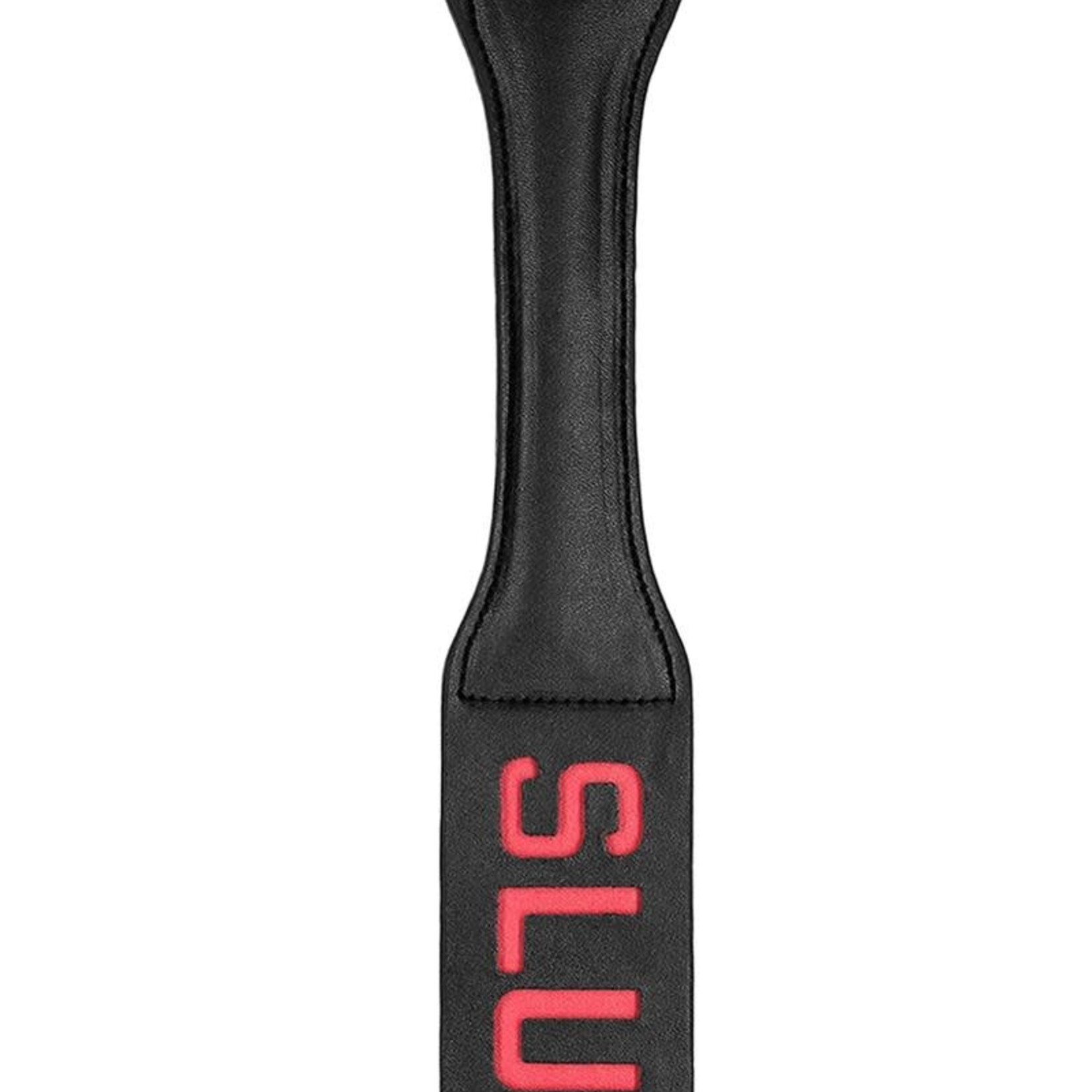 Shots Ouch! Ouch! Leather Paddle "Slut" - Black