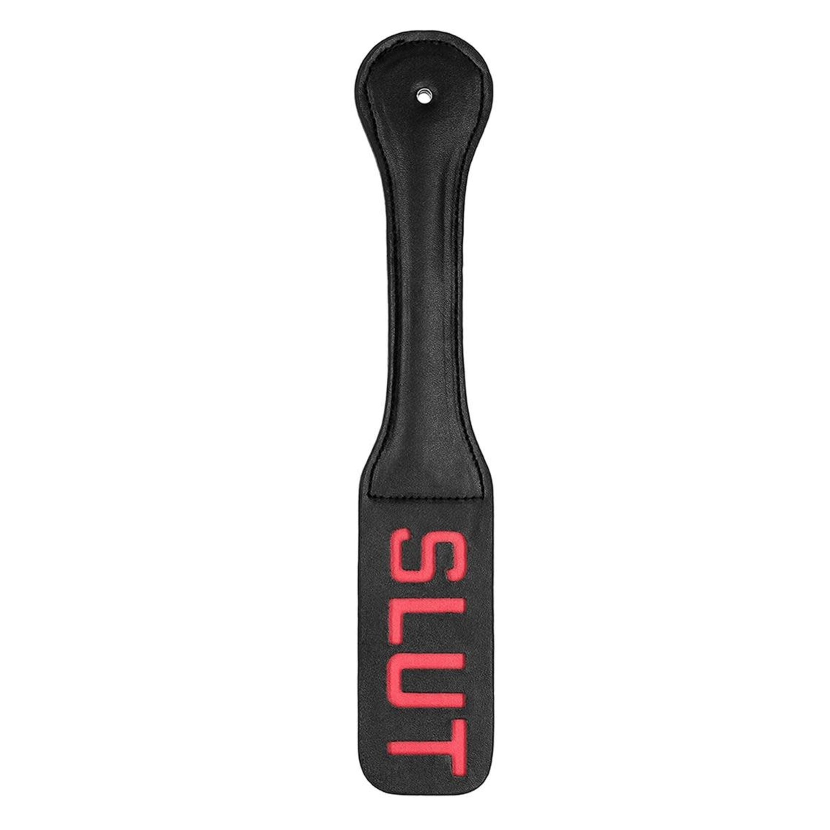 Shots Ouch! Ouch! Leather Paddle "Slut" - Black