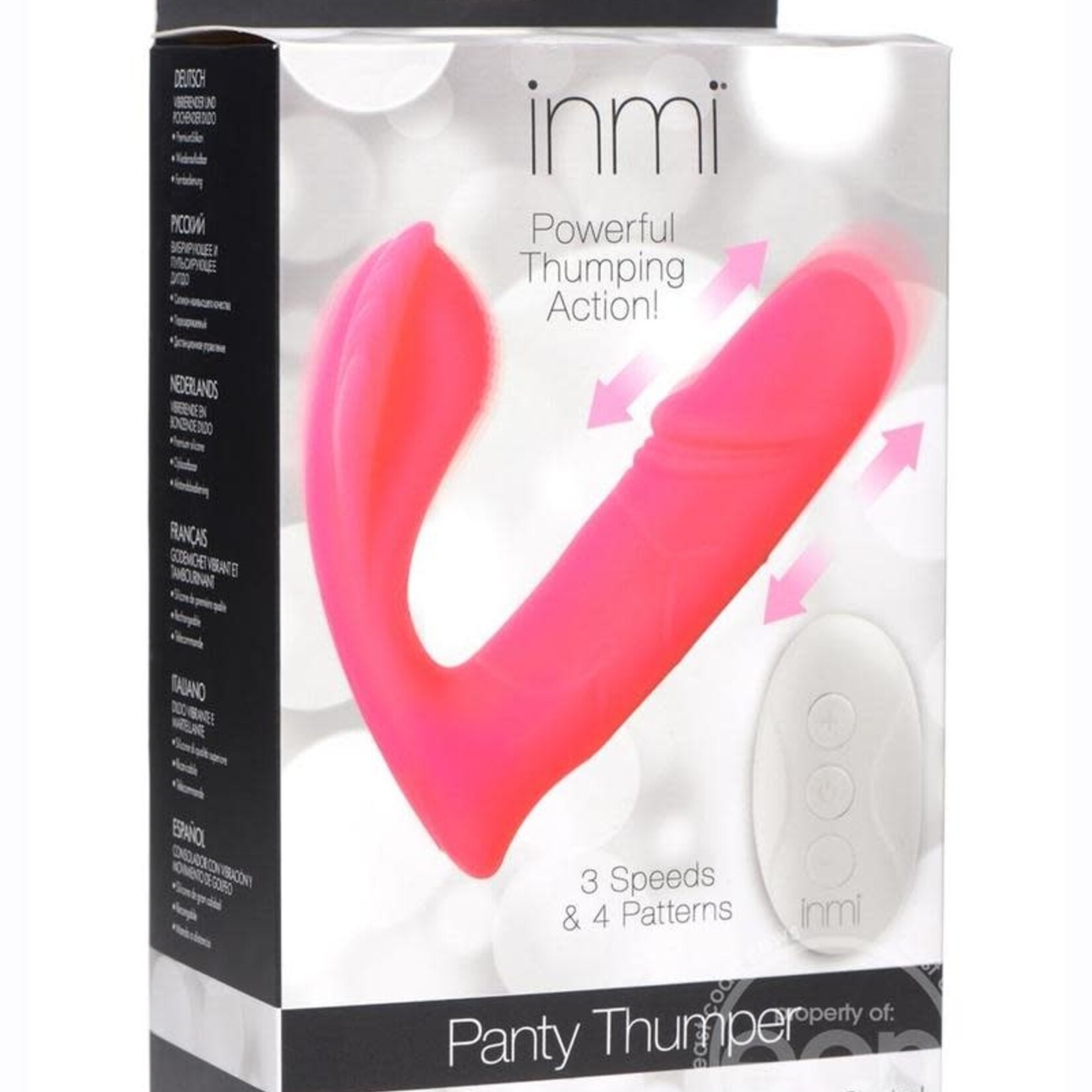 XR Brands inmi Inmi Shegasm Panty Thumper Rechargeable Silicone Vibrator with Remote Control - Pink