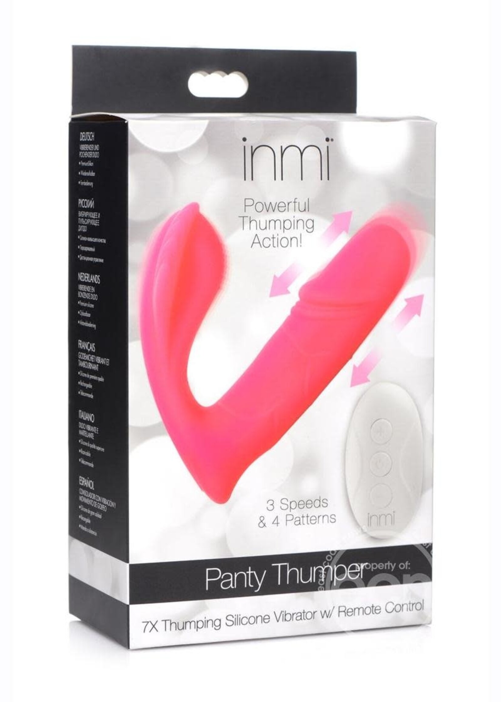 XR Brands inmi Inmi Shegasm Panty Thumper Rechargeable Silicone Vibrator with Remote Control - Pink